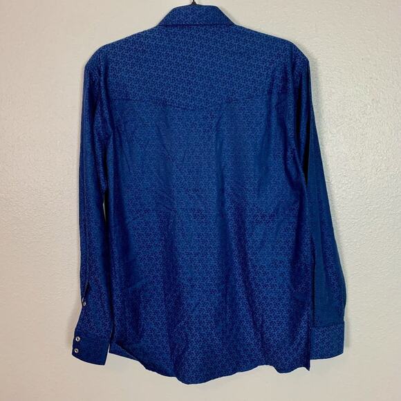Resistol Lipizzaner Blue Aztec Western Button Up Shirt Size Small - Picture 7 of 8